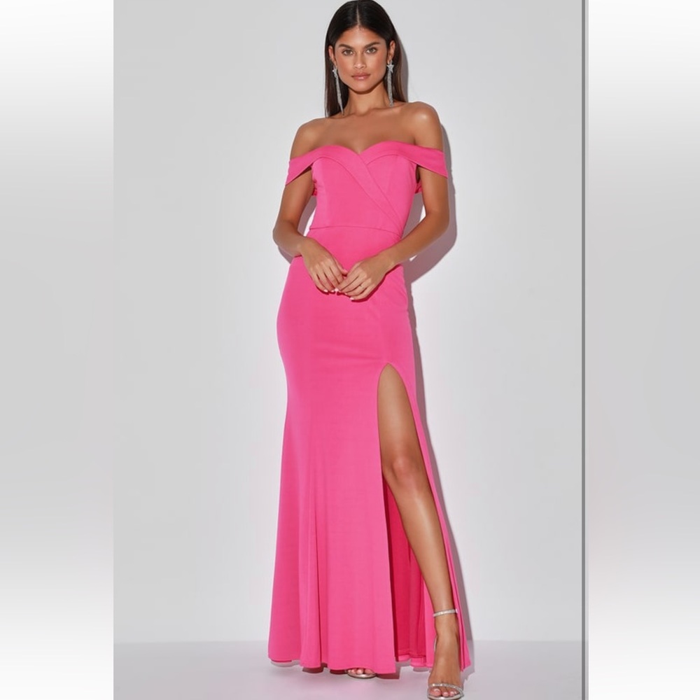 NWT lulus hot pink off the shoulder maxi dress